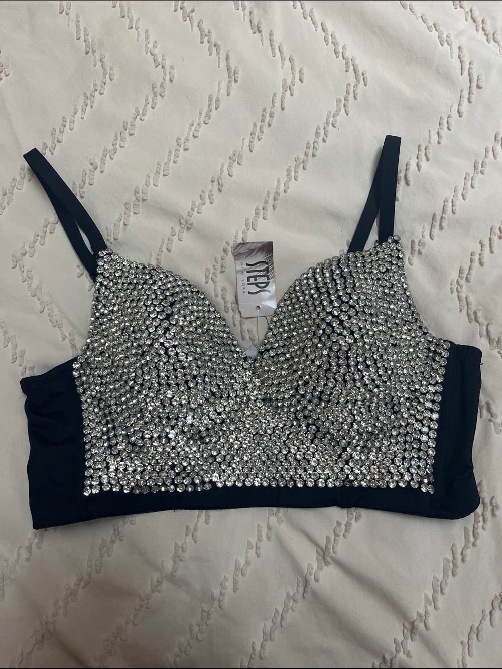 Crystal-Embellished Black Camisole Bralette by IVY PARK